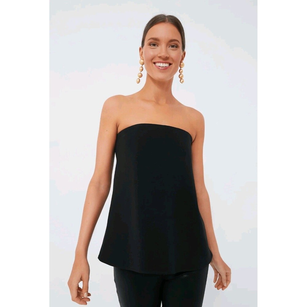 Tuckernuck Strapless Noir Crepe Marin Blouse Top  Black Size XL EUC Built-in Bra